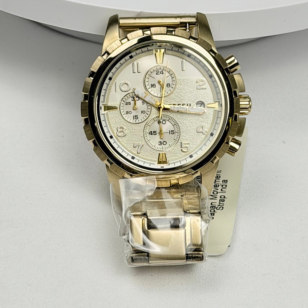 Fossil Dean Chronograph Gold Tone Stainless Steel Watch FS4867IE New in Box